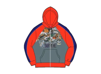 Supreme Falcon Raglan Zip Up Hooded Sweatshirt "Slate"