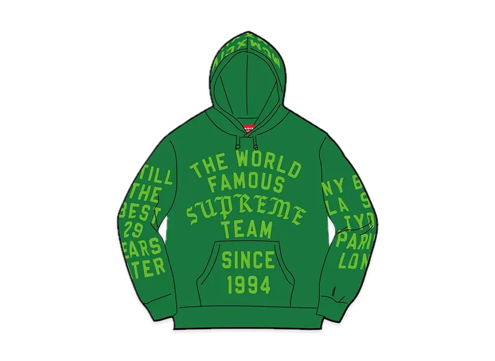 Supreme Team Flocked Hooded Sweatshirt "Green"