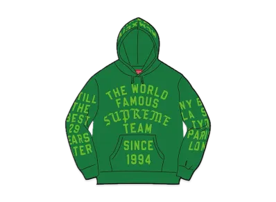 Supreme Team Flocked Hooded Sweatshirt "Green"
