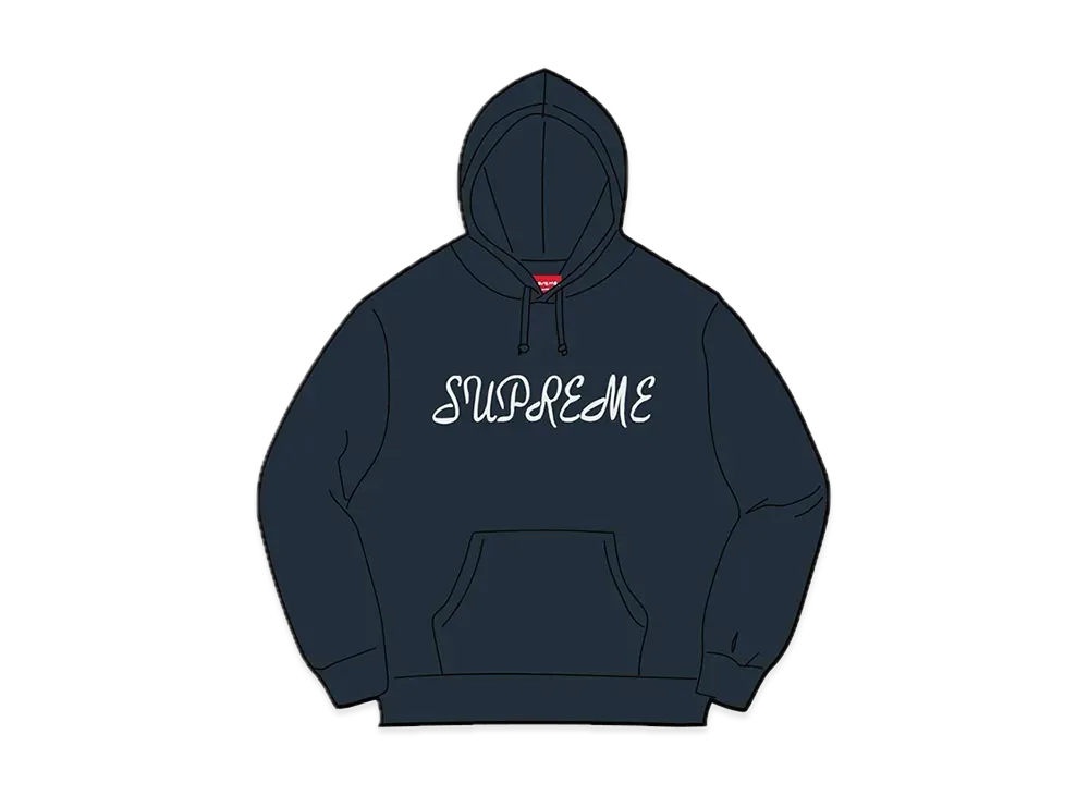 Supreme Script Hooded Sweatshirt "Navy"