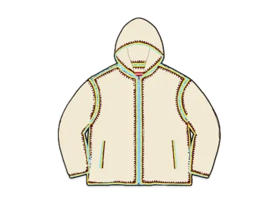 Supreme Crochet Edge Hooded Zip Up Top "White"