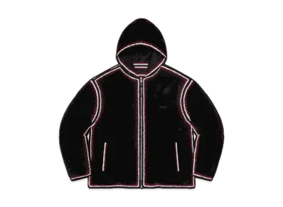 Supreme Crochet Edge Hooded Zip Up Top "Black"