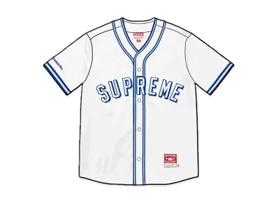 Supreme / Mitchell & Ness Satin Baseball Jersey "White"