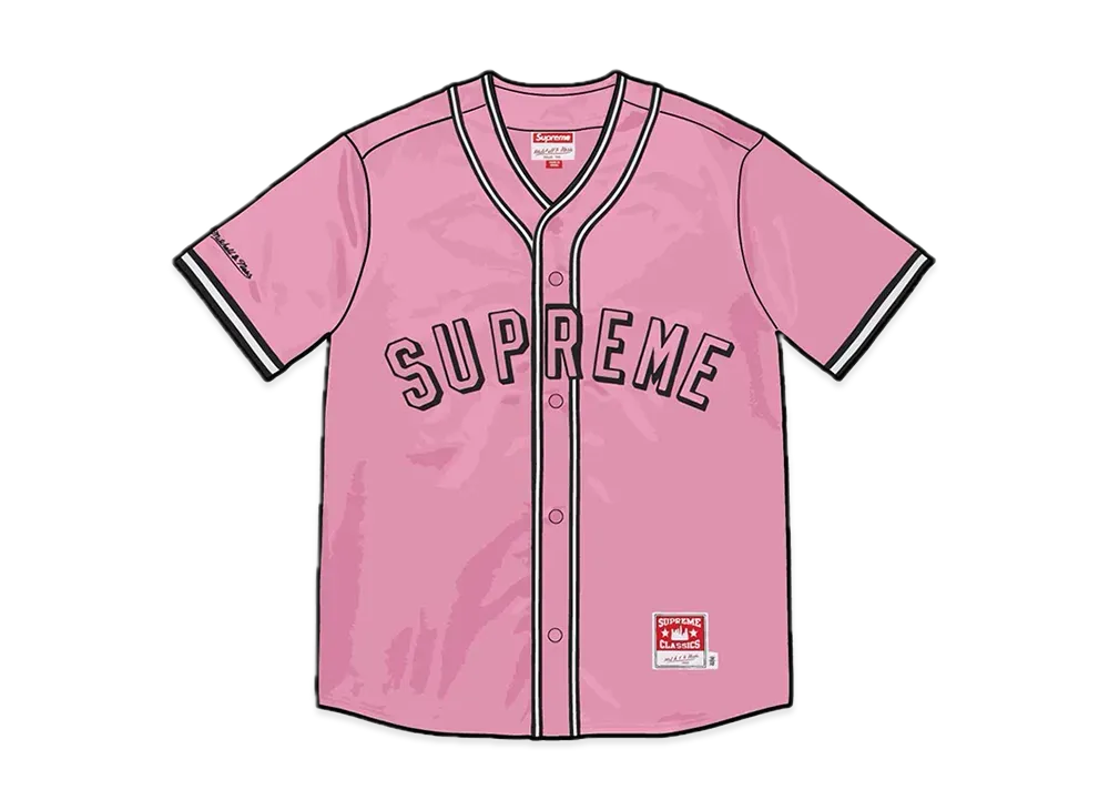Supreme / Mitchell & Ness Satin Baseball Jersey "Pink"