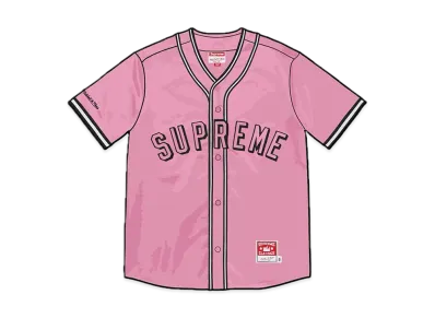 Supreme / Mitchell & Ness Satin Baseball Jersey "Pink"