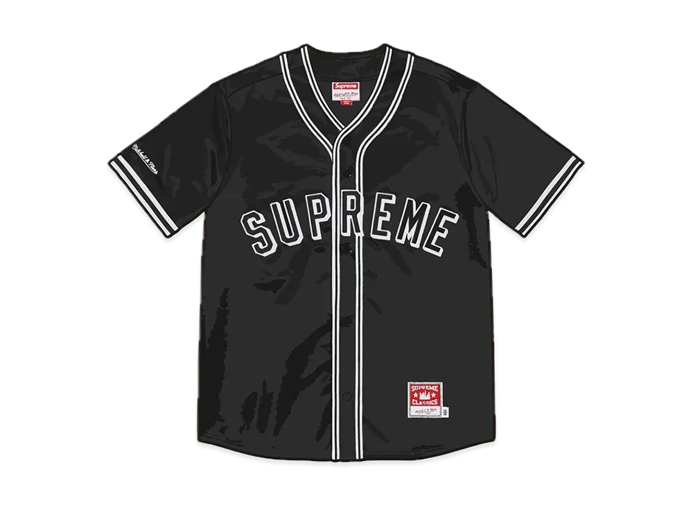Supreme / Mitchell & Ness Satin Baseball Jersey "Black"