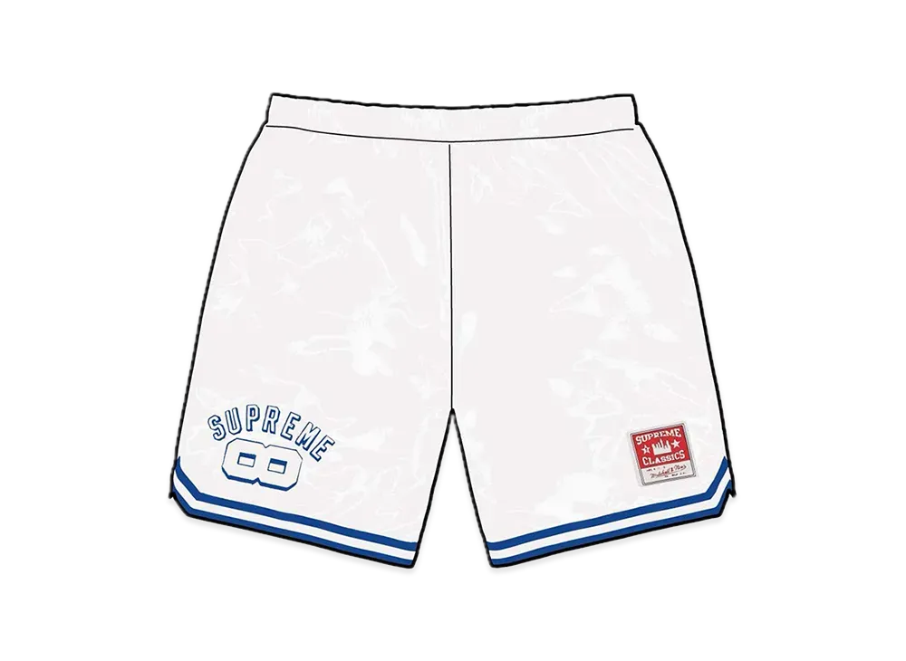 Supreme x Mitchell & Ness Satin Basketball Short "White"