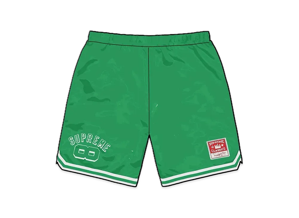 Supreme x Mitchell & Ness Satin Basketball Short "Green"
