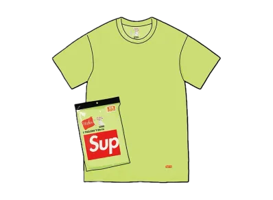 Supreme x Hanes Tagless Tees (2 Pack) "Fluorescent Yellow"