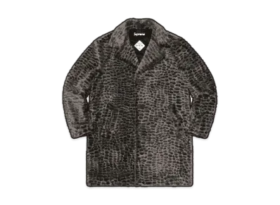 Supreme Croc Faux Fur Overcoat "Black"