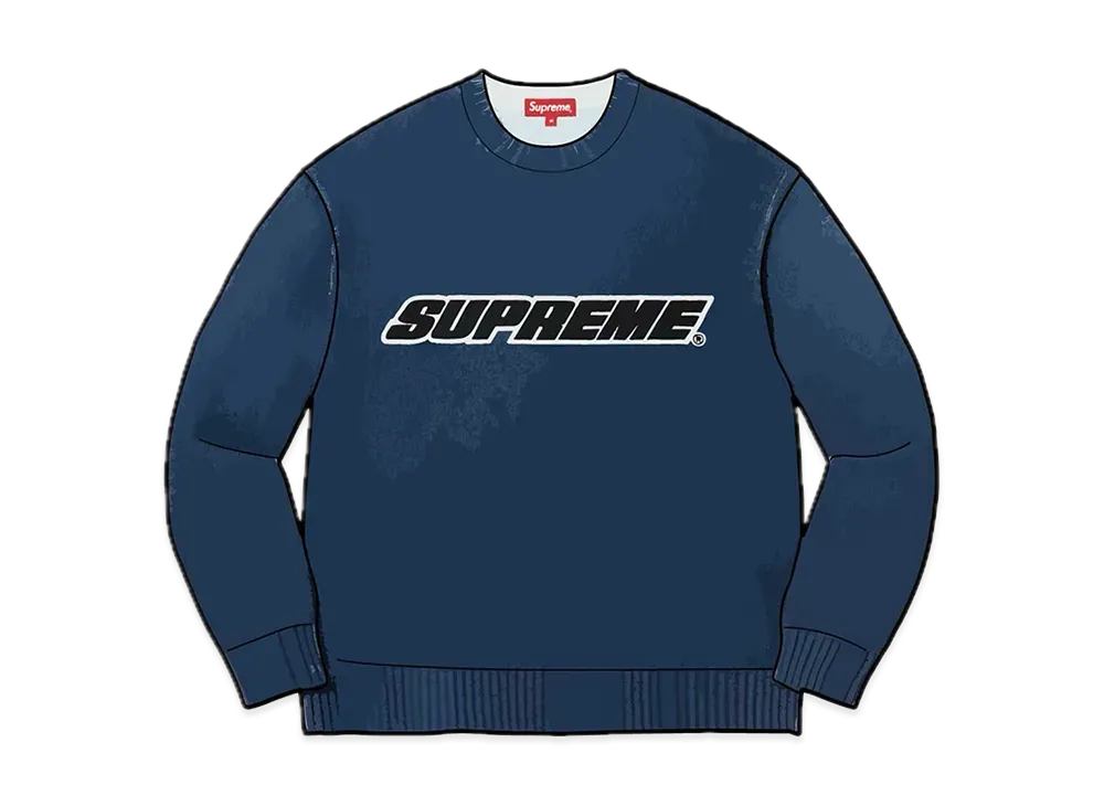 Supreme Printed Washed Sweater "Navy"
