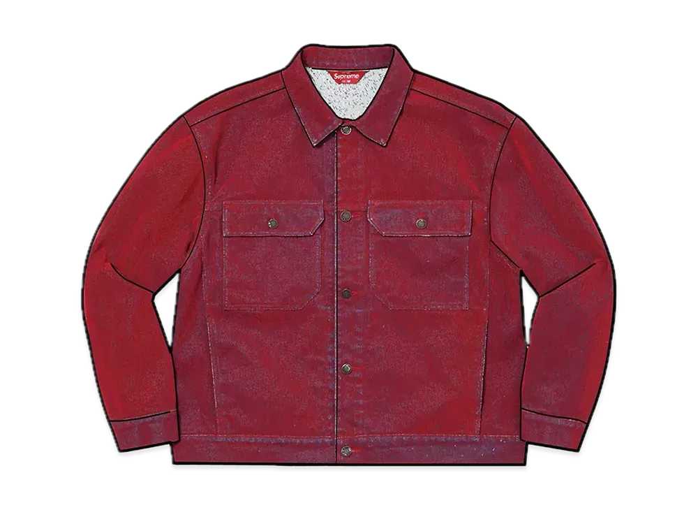 Supreme Flocked Denim Trucker Jacket "Red"