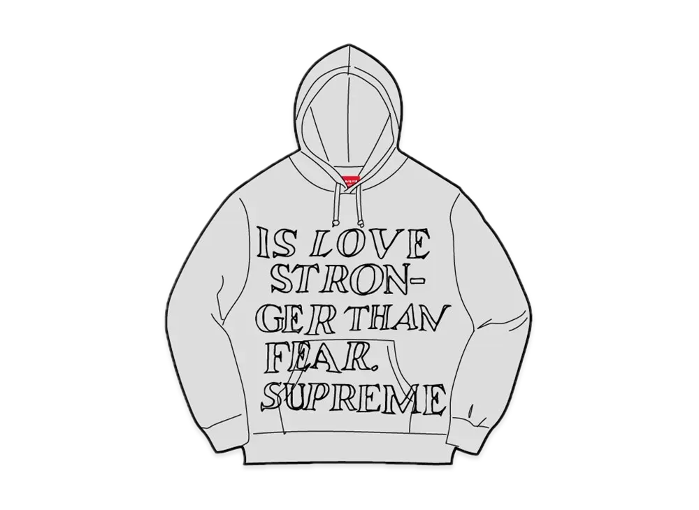 Supreme Stronger Than Fear Hooded Sweatshirt "Heather Grey"