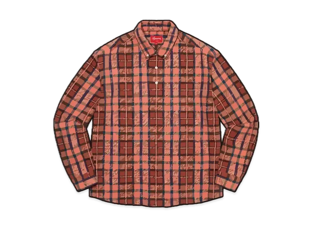 Supreme Pullover Plaid Flannel Shirt "Pink"