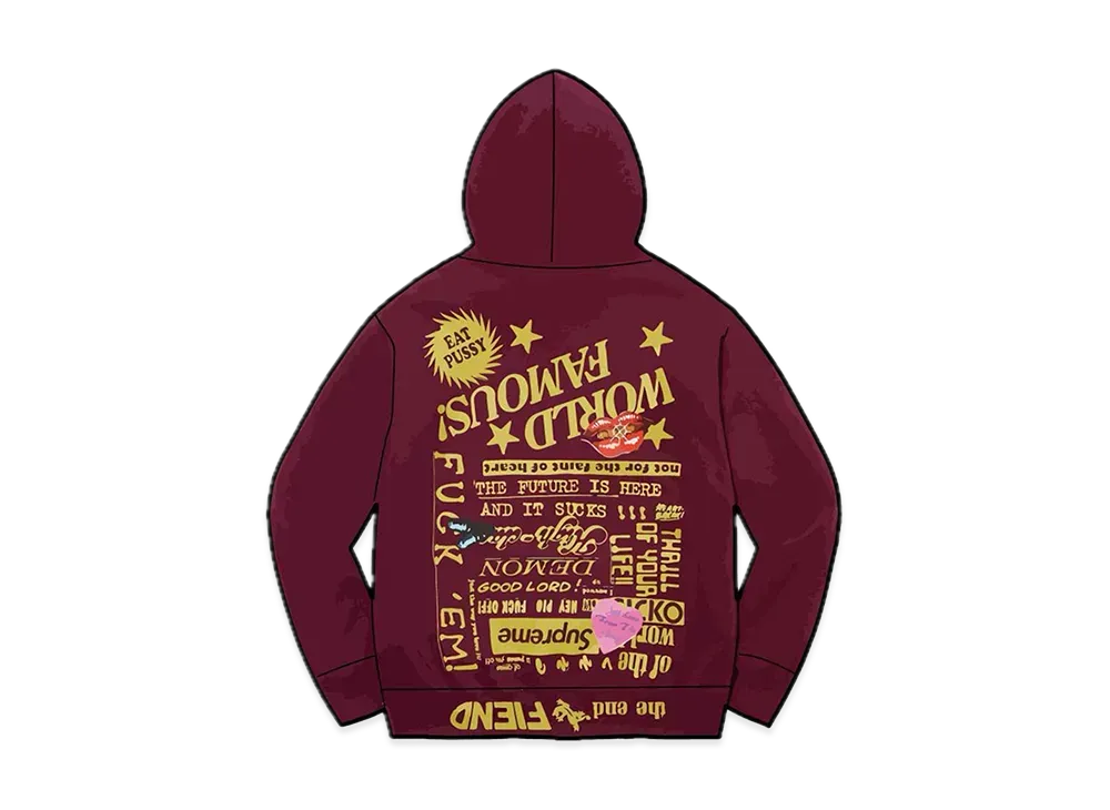 Supreme Fiend Hooded Sweatshirt "Burgundy"