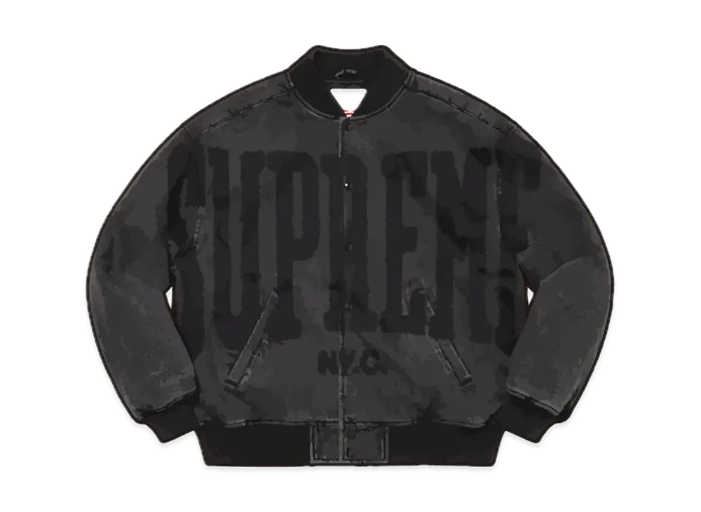 シュプリーム ウォッシュド ノックアウト デニム バーシティ ジャケット "ウォッシュド ブラック"