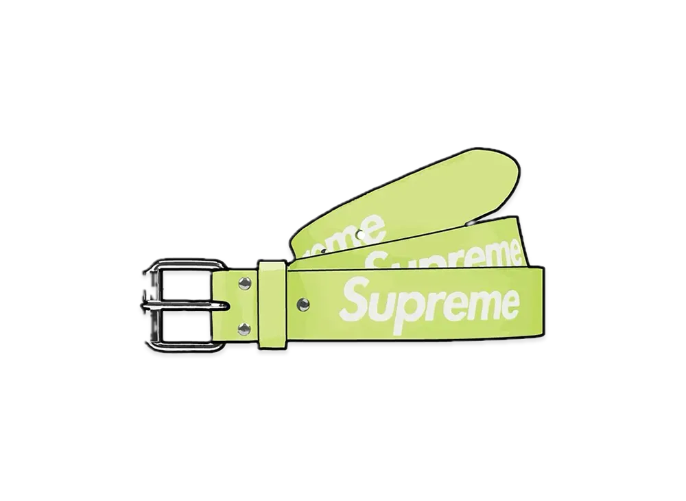 Supreme Repeat Leather Belt "Fluorescent Yellow" (23SS)
