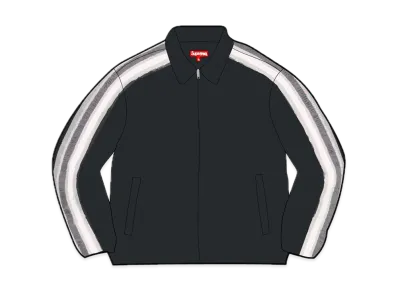 Supreme Sleeve Stripe Zip Up Sweater "Black"