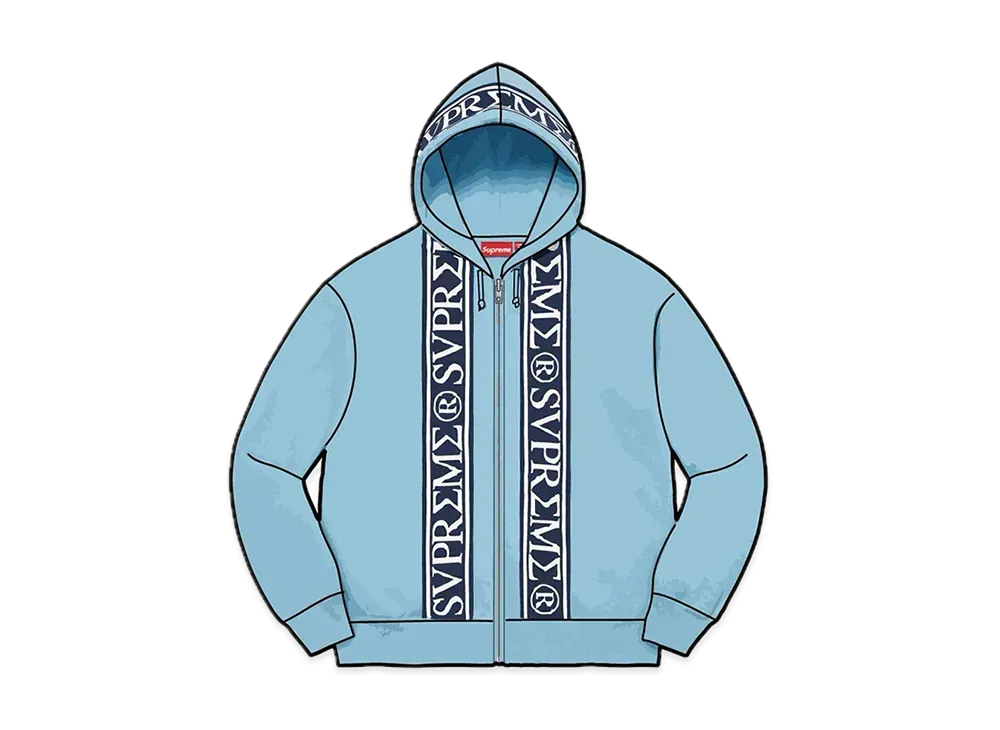 シュプリーム ロマン ジップ アップ フーディー スウェットシャツ "ライト ブルー"