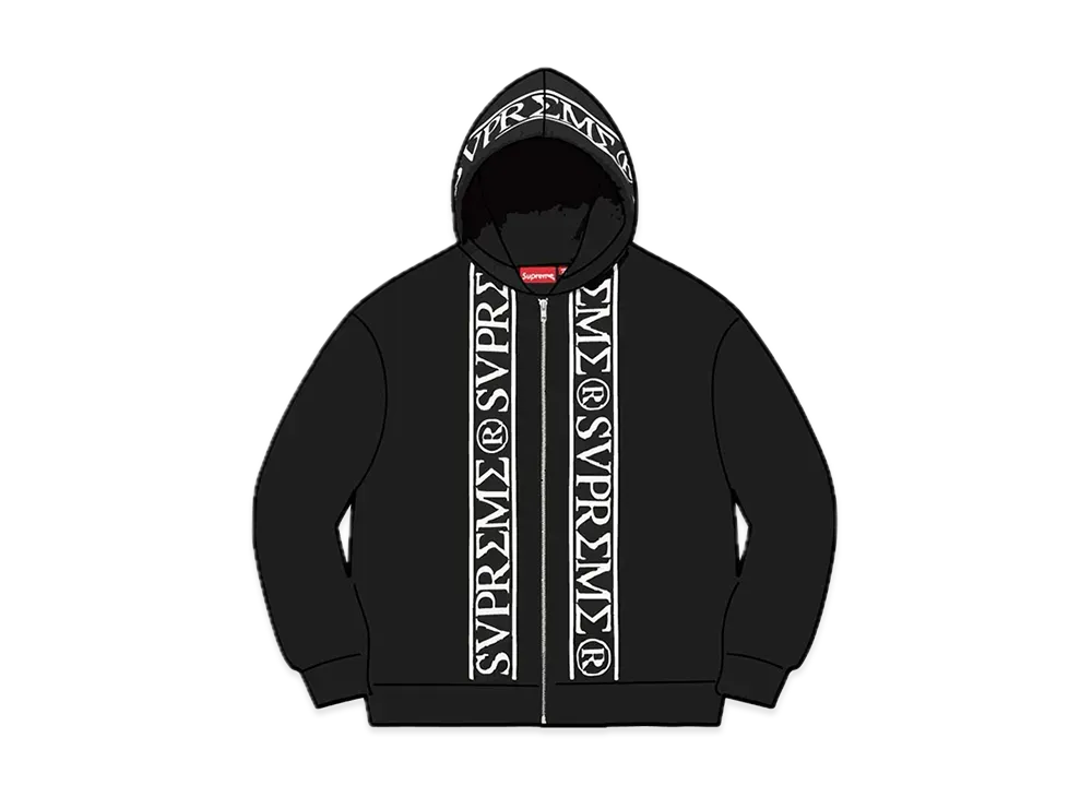 Supreme Roman Zip Up Hooded Sweatshirt "Black"