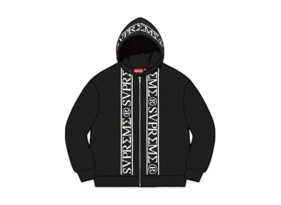 Supreme Roman Zip Up Hooded Sweatshirt "Black"