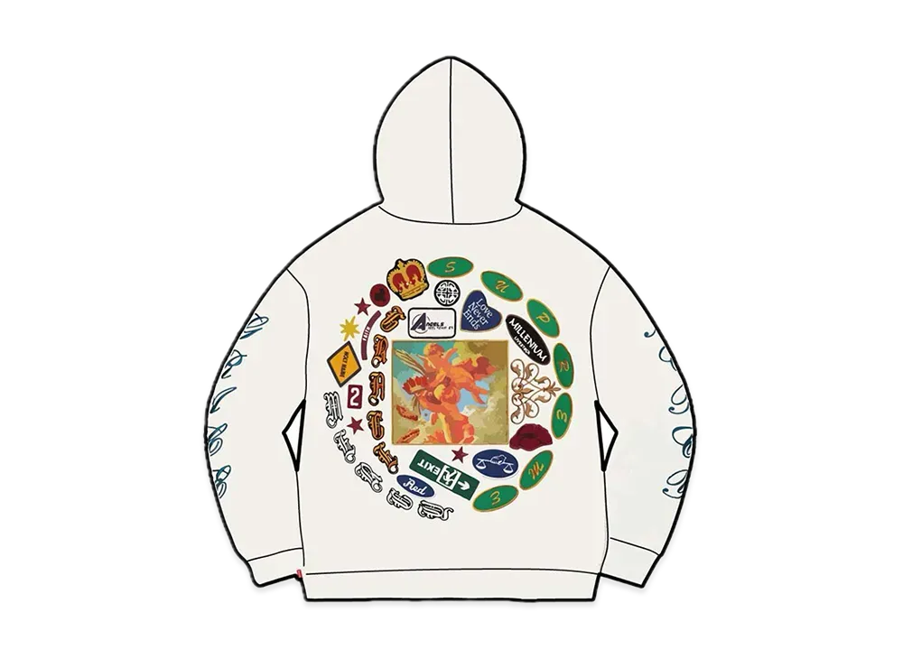Supreme Patches Spiral Hooded Sweatshirt "White"