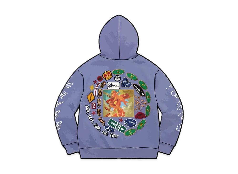 シュプリーム パッチ スパイラル フーディー スウェットシャツ "ライト パープル"