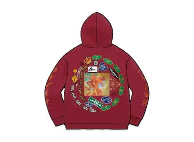 Supreme Patches Spiral Hooded Sweatshirt "Cardinal"