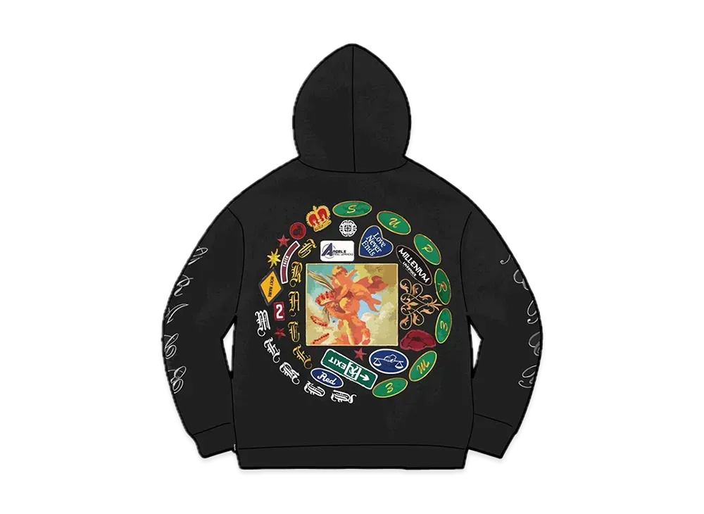 Supreme Patches Spiral Hooded Sweatshirt "Black"