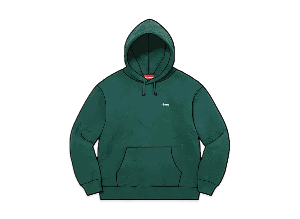 シュプリーム マイクロ キルト フーディー スウェットシャツ "ダーク パイン"