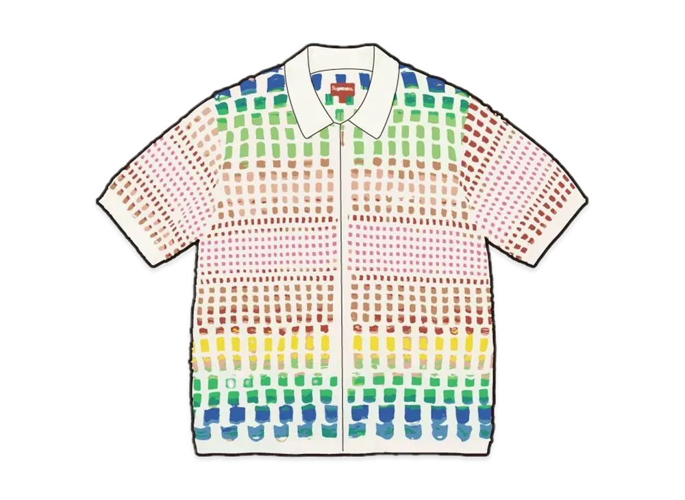 Supreme Gradient Grid Zip Up Polo "Natural"