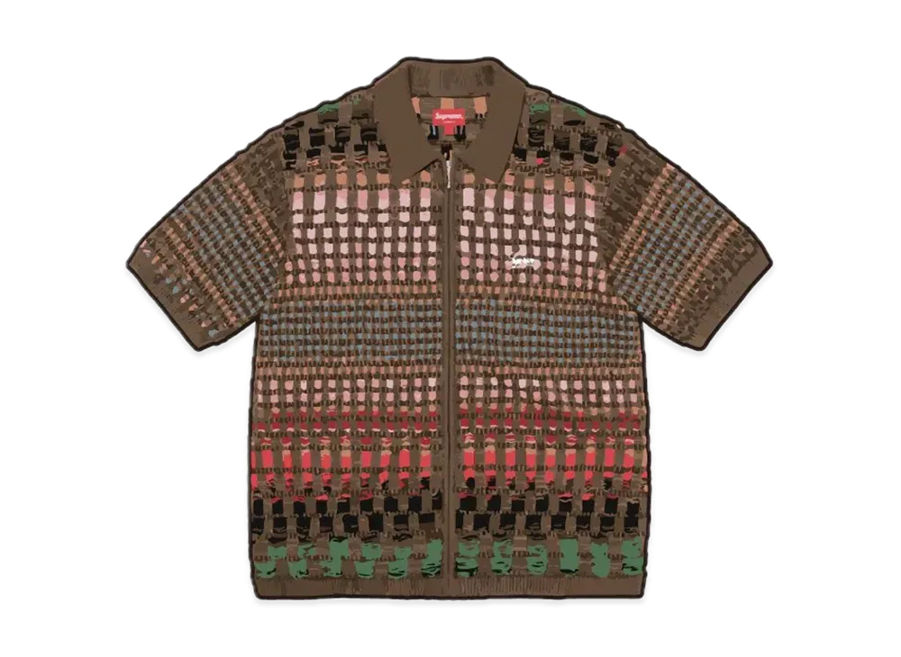 シュプリーム グレイディエント グリッド ジップ アップ ポロ "ブラウン"