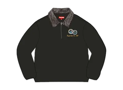Supreme Denim Collar Half Zip Sweatshirt "Black"