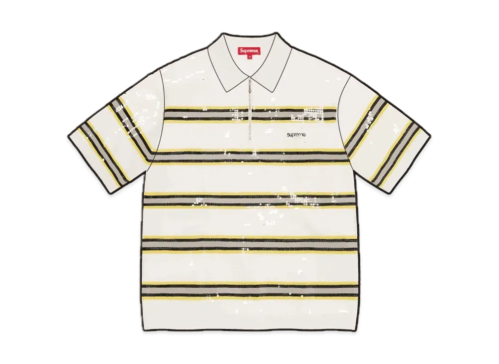 Supreme Sequin Stripe Zip Polo 
