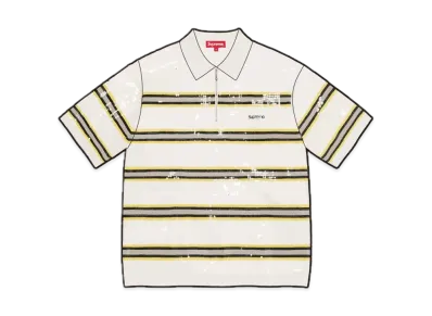 Supreme Sequin Stripe Zip Polo "White"