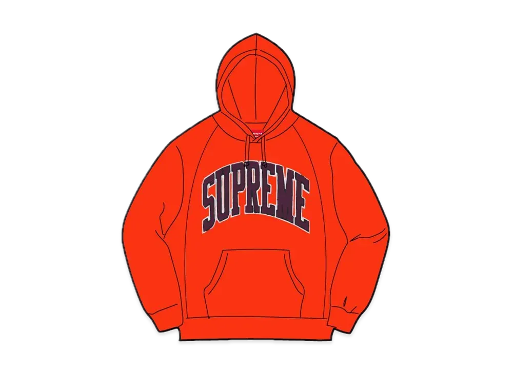Supreme Boxy Piping Arc Hooded Sweatshirt "Bright Orange"