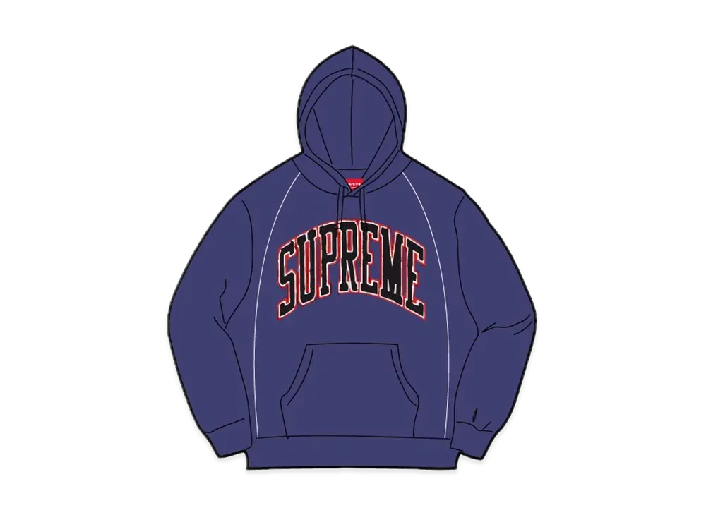 Supreme Boxy Piping Arc Hooded Sweatshirt "Washed Navy"