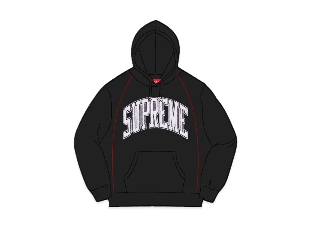 Supreme Boxy Piping Arc Hooded Sweatshirt "Black"