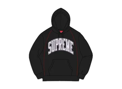 Supreme Boxy Piping Arc Hooded Sweatshirt "Black"