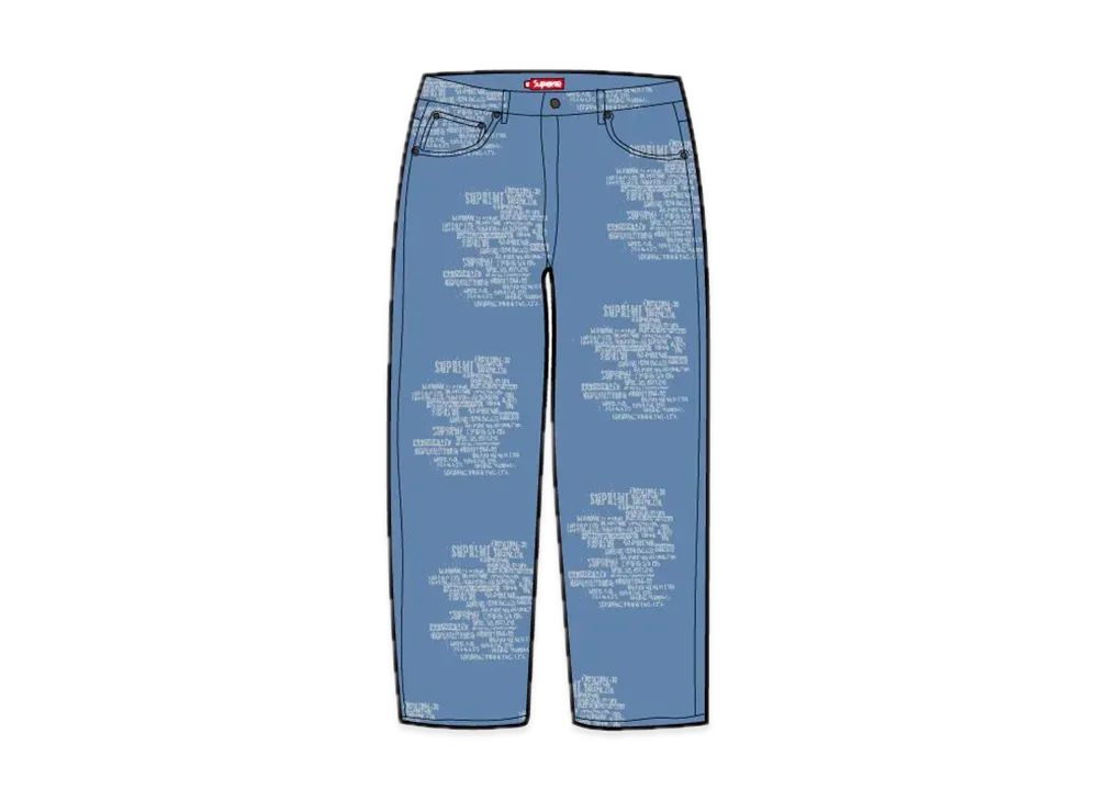 Supreme Trademark Jacquard Baggy Jean "Washed Blue"