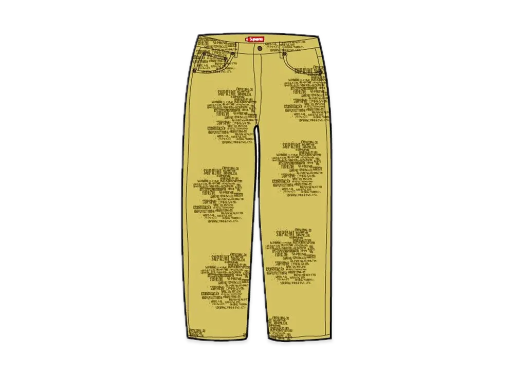 Supreme Trademark Jacquard Baggy Jean "Washed Yellow"