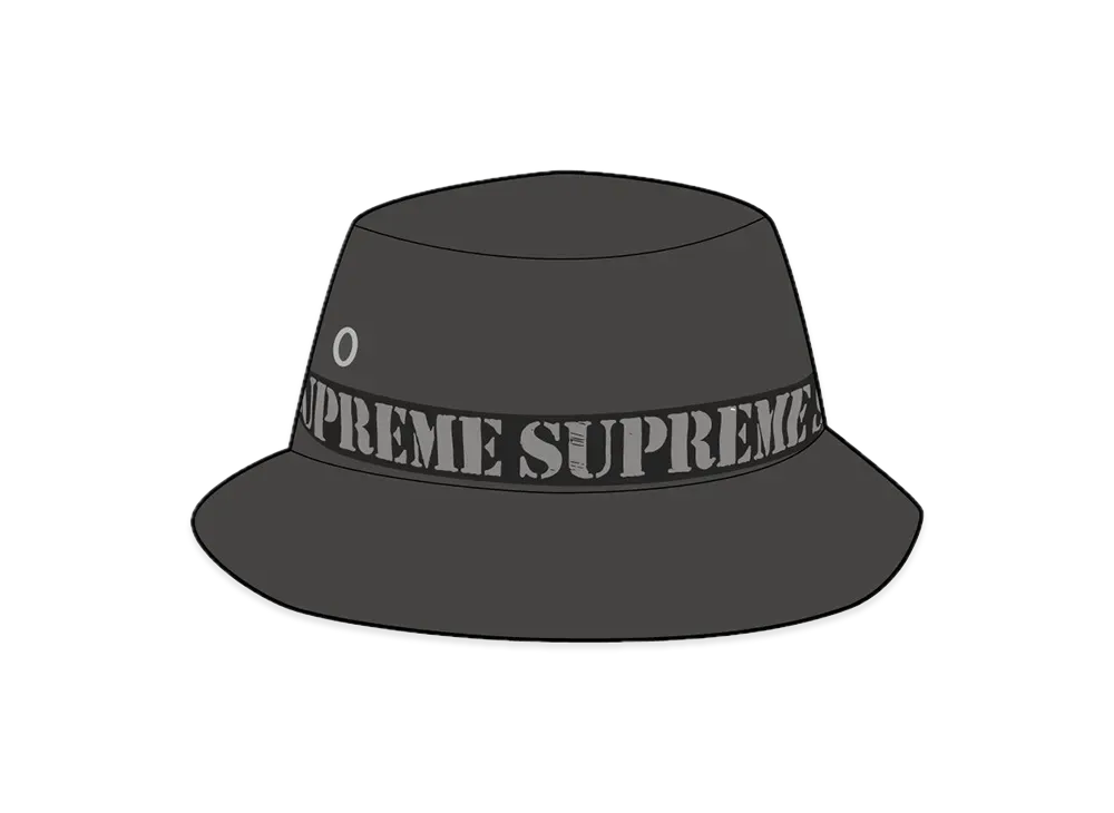 Supreme Stencil Webbing Boonie "Black"
