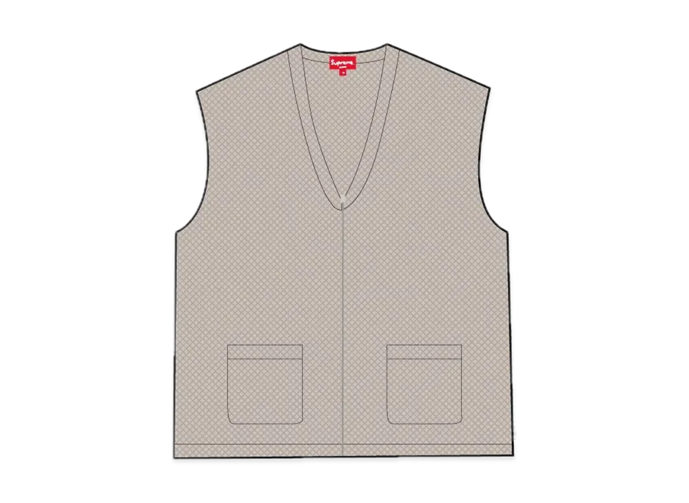 Supreme Dragon Zip Up Sweater Vest "Stone"