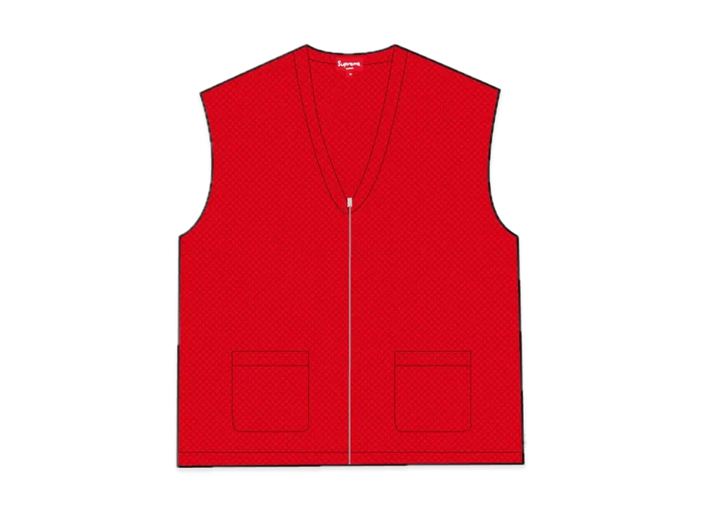 Supreme Dragon Zip Up Sweater Vest "Red"
