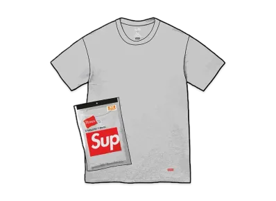 Supreme x Hanes Tagless Tees (2 Pack) "Heather Grey"