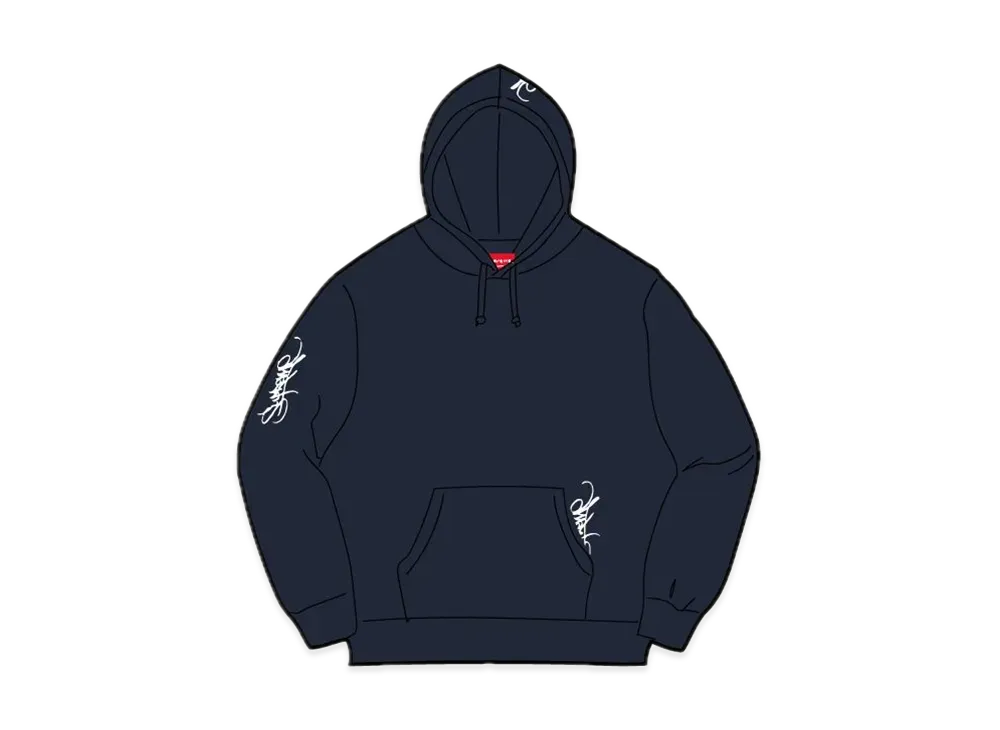 シュプリーム タグ フーディー スウェットシャツ "ネイビー"