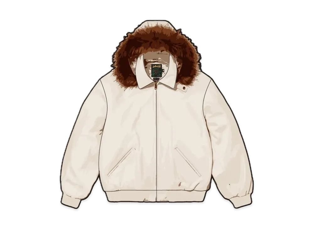 シュプリーム ショット フーデッド レザー ボンバー ジャケット "ストーン"