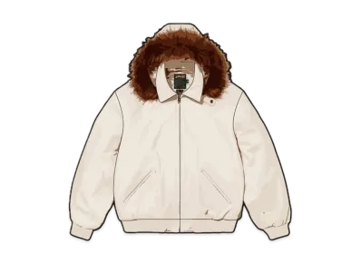 Supreme Schott Hooded Leather Bomber Jacket "Stone"