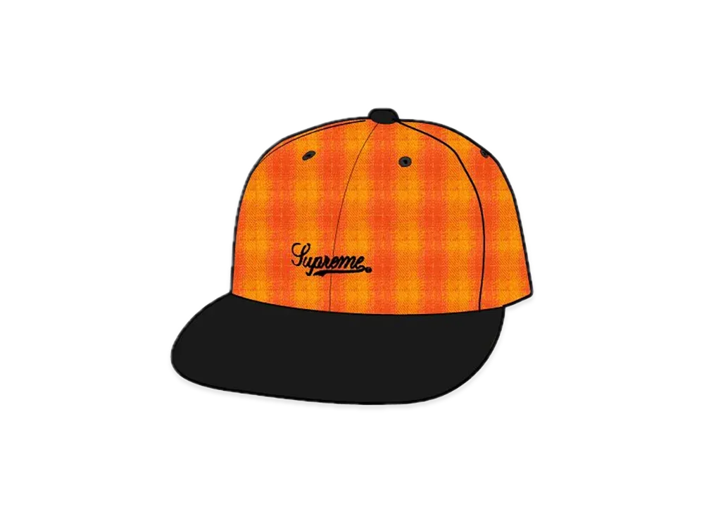 シュプリーム スクリプト ロゴ 6 パネル "オレンジ プレイド"