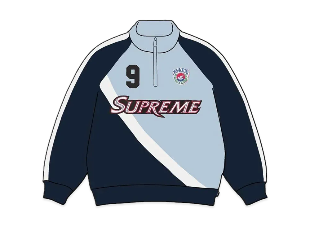 Supreme Equipe Half Zip Sweatshirt "Light Blue"